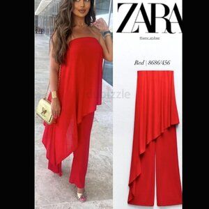 Zara Strapless Jumpsuit NWT - Red S